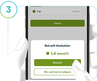 Skærmbillede af skærmen Kalibrér for mySugr glukoseanalyse med detaljer om kalibrering af CGM-løsningen.