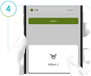 Skærmbillede af skærmen Kalibrering fuldført for mySugr glukoseindsigter.