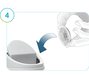 Billedet viser bortskaffelsen af SmartGuide-CGM-sensoren.