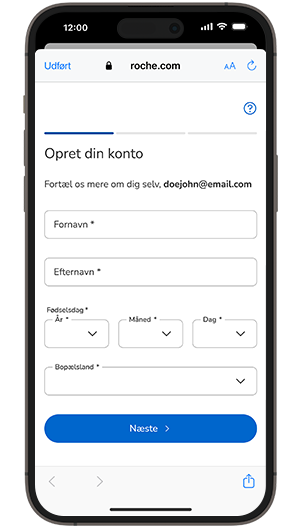  Skærmbillede af e-mail-bekræftelsesskærmen.